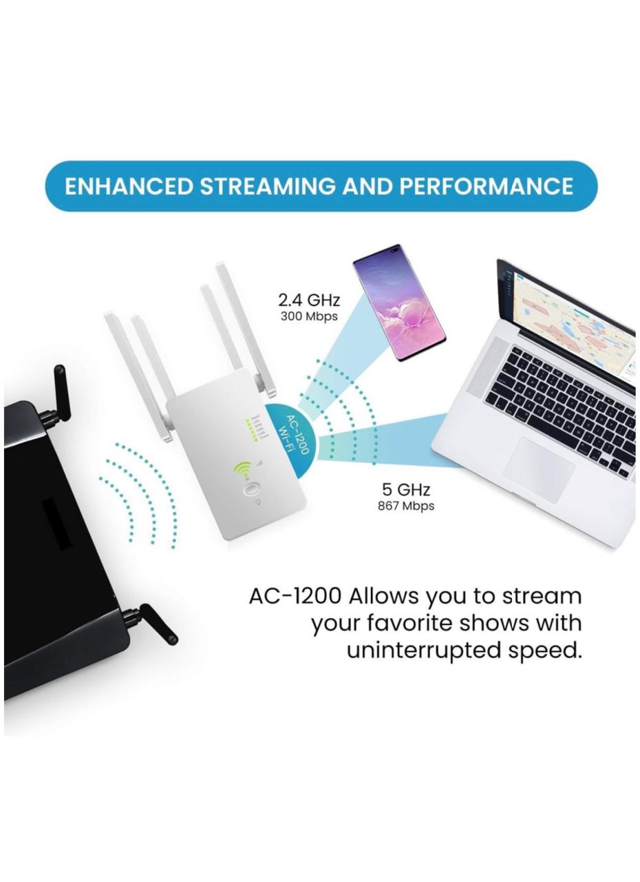 1200Mbps Wireless WiFi Range Extender Repeater-Q-W012 AC Duo-Bands 2.4/5ghz - White
