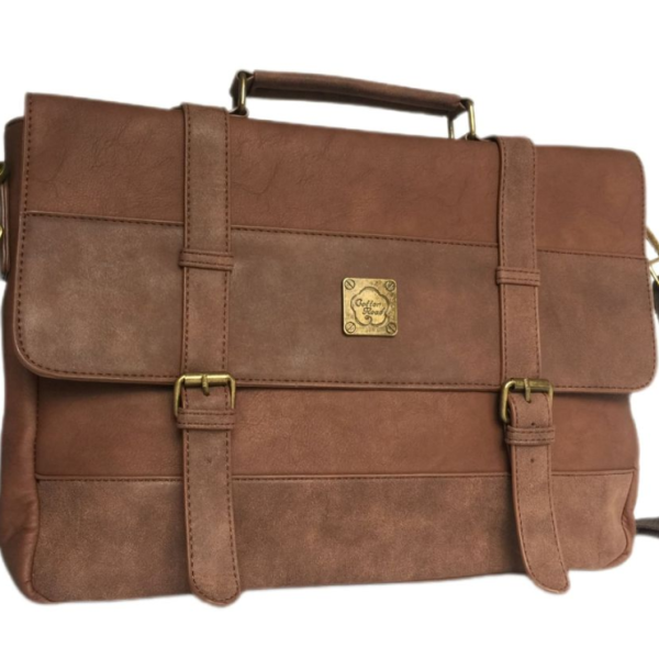 Cotton Road- Laptop Bag With Double Buckles-Brown